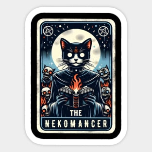 The Nekomancer Funny Necromancer Cat Fantasy Tarot Card Pun Sticker